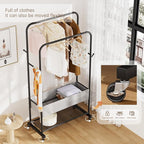 Clothes Garment Coat Rack Drying Clothing Racks Metal Freestanding for Hanging Clothes Portable Closet for Laundry Bedroom Black