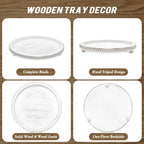 Handmade 12 Inch Decorative Tray, Small Beaded Tray Coffee Table Decor, White Washed Round Wooden Tray for Coffee Table, Dining Room Table Entryway and Living Room