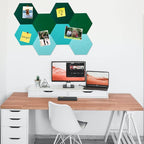 8Pcs Hexagon Felt Cork Board Tiles, Self Adhesive DIY Bulletin Board Pin Board for Office School Home Wall Decor Stickers Memos Photos Display (Gradual Green)