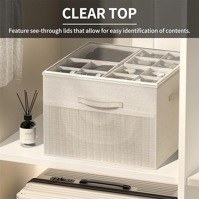 Aokeyee Shoe Organizer for Closet,2 Pack Foldable Shoe Storage Organizer Box Bin with Adjustable Dividers and Clear Cover, Fits up to 16-32 Pairs