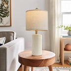 G-SAFAVA 20.25'' Ceramic Table Lamps Set of 2 Small Farmhouse Bedside lamp Creamy White Modern Nightstand End Table Lamps for Living Room Bedroom Study Office