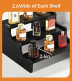 Wooden Cologne Organizer for Men, Perfume Organizer Stand, Cologne Stand with Anti-Slip Washers, Wooden Display Risers Stand for Dessert, Cupcake, Display Shelf Riser Stand for Decoration Makeup Black, 3-tier-13.8in