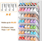 20-30 Pairs Over the Door Shoe Organizer, Clear Pockets Hanging Shoe Storage for Closet, 10-Tier Door Shoes Rack, Handing Shoes Holder Fit All the Family's Sneakers, Boots, Heels, Light Grey