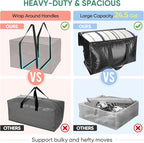 BALEINE 4-Pack Oversized Moving Bags with Reinforced Handles, Heavy-Duty Storage Tote for Clothes, Moving Supplies (Black, 4-Pack)