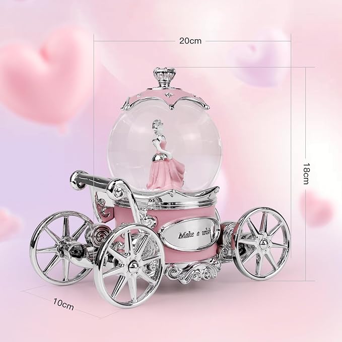 Cinderella Snow Globe for Girls, Music Box for Women with Color Changing LED Lights, Snowglobe Musical Boxes Gifts for Birthday Christmas Mother's Day Valentine's Day