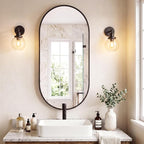 Sweetcrispy 24" x 48" Black Bathroom Mirror for Wall, Oval Walls Mirror with Metal Frame, Tempered Glass, Modern Vanity Mirrors for Over Sink, Living Room, Bedroom, Entryway, Horizontal or Vertical