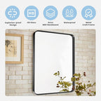 Bathroom Mirror for Wall, 40x30 Inch Rectangle Mirror, Matte Black Metal Framed Bathroom Vanity Mirror for Restroom Farmhouse, Anti-Rust, Tempered Glass, Horizontally or Vertically Hanging