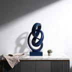 DOVDOV Abstract Blue Knot Sculpture, Geometric Decorative Statue, Blue Decor for Living Room Coffee Table Bookshelf Top, Office TV Cabinet Entryway Table Top Decor.