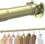 Closet Rods for Hanging Clothes, 17 to 99 Inches Stepless Adjustable Metal Closet Rod, 1.3 Inches Heavy Duty Clothes Hanging Rod for Closet Wardrobes Laundry RV, Verdant Gold