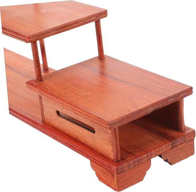 LIFKOME Vintage Wooden Tiered Display Riser Stand Home Decor Ornament Holder Wooden Figurine Riser for Living