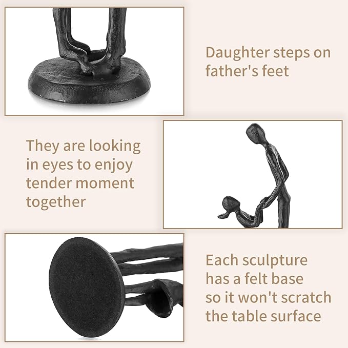 Sziqiqi Figurines Gifts for Father - Dad Daughter Iron Statues Father Daughter Love Sculpture Decoration for Fathers Day Wedding Christmas Birthday Gifts for Dad for Son Husband