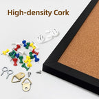 24" x 36" Cork Board Bulletin Board, Black Framed Corkboard, Oak Frame, Decorative Hanging Pin Board, Perfect for Office & Home Decor, Home School Message Board or Vision Board