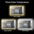 LOAAO 48X32 LED Bathroom Mirror with Lights, Anti-Fog, Dimmable, Backlit + Front Lit, Lighted Bathroom Vanity Mirror for Wall, Memory Function, Tempered Glass (Safe to Use)