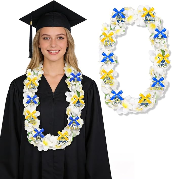 Leis for Graduation 2026, Artificial Flower Wreath with Cards Graduation Lays Gifts, Congrats Grad for High School
