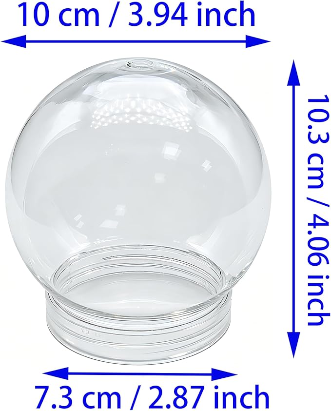 1 PCS Snow Globe Jar Empty Clear Plastic Water Globes with Screw Off Bottom Cap for DIY Crafts and Home Decoration (10 CM / 3.94 Inch)