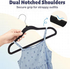 HOUSE DAY 11 Inch Velvet Baby Hangers 100 Pack Black, Premium Kids Hangers for Children, Infant & Toddler Clothes, Durable Non Slip Small Baby Felt Hanger for Closet, Ideal for Everyday Use