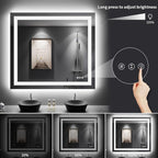 LOAAO 40"X36" LED Bathroom Mirror with Lights, Anti-Fog, Dimmable, Backlit + Front Lit, Lighted Bathroom Vanity Mirror for Wall, Memory Function, Tempered Glass, Shatter-Proof, ETL Listed
