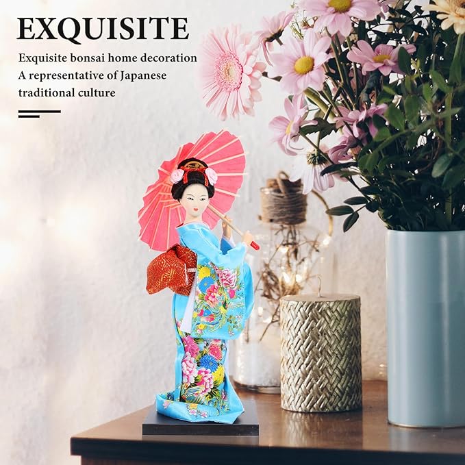 Amosfun Japanese Kimono Doll 9.44 Inch Geisha Figurine Traditional Maiko Decorative Collectible for Home and Restaurant Display