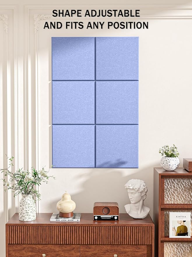 Hsurbtra Large Cork Board for Wall 36 x 24 Inch, 6 Pack Felt Bulletin Notice Board with Pushpins for Office Home School Farmhouse Wall Decor, Blue
