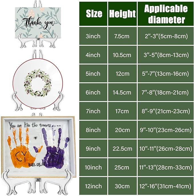 LonlyEagle 12 Pack 7 Inch Clear Plastic Easels or Stand/Plate Holders to Display Pictures or Other Items at Weddings, Plate Stands for Home Decoration, Birthdays, Tables