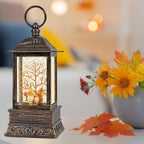 Fall Snow Globe Decorations, Glitter Gnome Lantern with 6H Timer, USB/Battery Powered Lighted Décor for Home, Tabletop, Gift Box