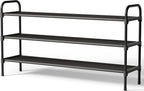 Kitsure Extra-Long Shoe Rack for Closet, Shoe Organizer for Front Door Entrance, Stackable Shoe Shelf, Detachable Closet Organizers and Storage, 39.0" Wide - 3 Tier, Black