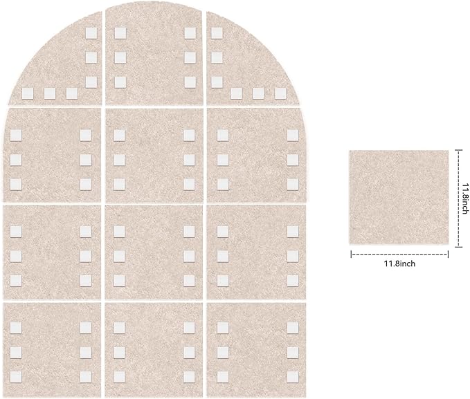 Large Cork Board for Wall & Office Decor, 48" x 36" Arched Felt Bulletin Board Pin Board Vision Board with 30 Pins – 12 Customizable Wall Tiles for Office Home Bedroom,Photo & Picture Display