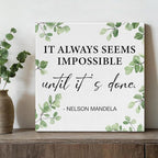 Inspirational Wall Art Motivational Painting Wall Decor for Office Living Room Bedroom, It Always Seems Impossible until It's Done Canvas Posters Art Work Gift (8 X 8 Inches, Framed)