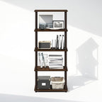 Furinno Turn-N-Tube Book Shelf, 5-Tier Bookshelf, Bookcase with Multipurpose Compact Display Rack, 11.6 x 23.6 x 57.4, for Living Room, Bedroom, Home Office, Walnut/Brown