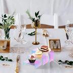 12 PCs Small Iridscent Risers Display Stands 3 Tiers Desktop Acrylic Shelves Small Cake Dessert Holder Products Stand for Collectibles Shoes Jewels Pop Figure (Iridescent2)