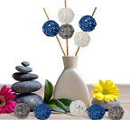 Yaomiao 15 Pieces Vase Filler Rattan Balls Decorative for Craft, Party, Wedding Table Decoration, Aromatherapy Accessories, 1.8 Inch(Blue Gray White)