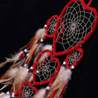 Heart Shaped Dream Catcher with Feathers Car Wall Hanging Decoration (Red)