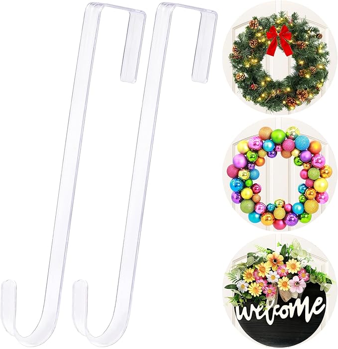 15 in Wreath-Hangers, 2 Pack Easter-Christmas-Halloween Decorations, Fall Door Welcome Sign, Inside-Outside Over The Door Hooks Organizer Home Decor