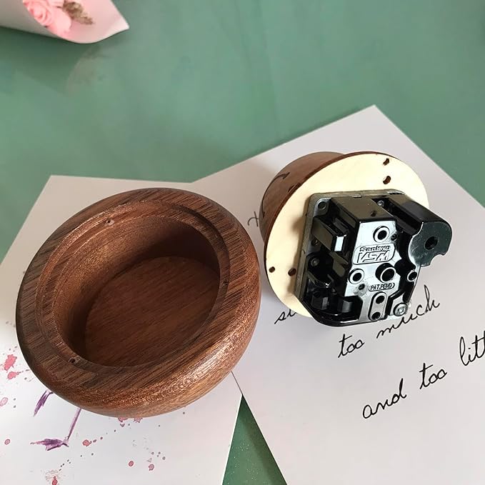 BinkeGG Play (Twinkle Twinkle Little Star) Walnut Mushroom Shaped Clockwork Music Box with Sankyo Musical Movement (65 Tunes Option)
