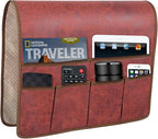 HAOMAIJIA Anti Slip Sofa Armrest Organizer Arm Chair Bedside Caddy Storage Organizer For Recliner Couch With 6 Pockets For Cell Phone Tv Remote Control Magazines (red)