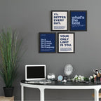 DSHFG Motivational Inspirational Office Wall Art Decor Prints Set of 4, Navy Blue Motivational Wall Decor Trendy Retro Posters for Office Home Decor, 8x10 Unframed