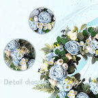 24 inch Spring Front Door Wreath Blue Rose Spring/Summer Flower Wreath Indoor Outdoor Decoration Wedding Birthday Party Decoration