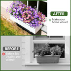 INQCMY Artificial Fake Flowers for Outdoor Spring Decoration,12 Bundles Faux Silk Colorful Morning Glory with Eucalyptus UV Resistant Realistic Fake Plants for Outside Planter Porch Patio Yard Garden