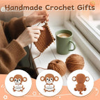 DAFURIET Gifts for Him/Her: Stuffed Animal Women/Men Thank You Present, Handmade Positive Crochet Monkey Emotional Birthday Mother's Day Easter Retirement Gifts for Teacher Friend Coworker Couple