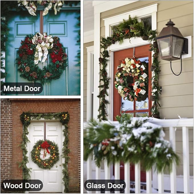 Wreath Hanger (Bronze-1 Pack) - Stainless Steel Adjustable Door Hanger for Front Door, 15-24inch, 20lb Weight Capacity