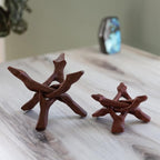 Wish Well 2 Piece Wooden Tripod Stand - 4" & 6" Hand-Carved Room Decor Holder ~ Ideal for Abalone Shell, Decorative Bowl, Crystal Ball, Sphere, Geode ~ Wood Display Stand & Perfect Crystal Holder