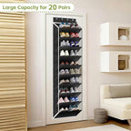 KEEPJOY 10 Tiers Mesh Over Door Shoe Organizer Storage, Hanging Shoe Holder for Door with Large Deep Pockets, Fit 20-30 Pairs Shoe Rack for Sneakers, Boots.(Black)