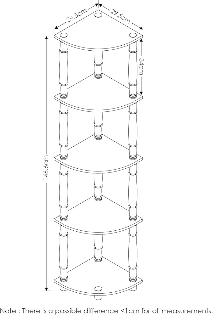 Furinno Turn-N-Tube 5 Tier Corner Display Rack Multipurpose Shelving Unit with Classic Tubes, Espresso/Black (18035EX/BK)