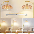 QIYIZM Floor Lamp for Living Room,Bedroom,Gold Dimmable Standing Lamp with Remote,Mid Century Modern Brass Tall Lamp Retro Vintage Glass Lamp Floor Light Boho Bohemian