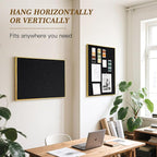 Linen Bulletin Board 24" x 18", Black Fabric Pin Board with Gold Aluminum Frame, Decorative Vision Board for Home Office, Bedroom & Dorm Wall Decor, Includes 10 Push Pins