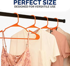 Plastic Hangers 50 Pack - Space Saving Clothes Hangers, Made in USA, Durable & Strong Plastic Shirt & Coat Hanger with Notches & Shoulder Grooves, Non-Slip Hangers | Bright Orange