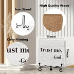 Inspirational Office Desk Decor, Trust Me God Sign, Desk Decorations For Office Home Living Room Classroom, Shelf Decor, Inspirational Christian Gifts, Wooden Plaque With Stand (B02)