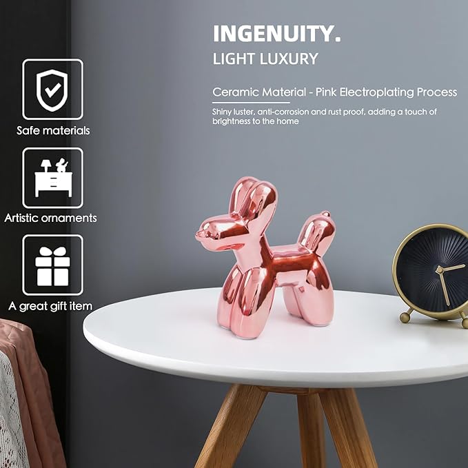 Notakia Cute Ceramics Balloon Dog Statue Crafts Living Room Desktop Decorations,Handmade Modern Small Ceramic Animal Statue Ornament Home Decor Accents