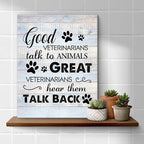 Funny Veterinarian Gifts Farmhouse Dog Canvas Wall Art Decor Veterinary Vet Gift for Women Good Veterinarians Talk To Animals Rustic Sign Painting Plaque Home Decoration (8 X 10 Inches, Framed)