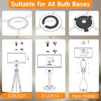 OUTON Grey Large Drum Lamp Shades for Floor Lamps, 16" Top x 16" Bottom x 9" High, Easy to Assemble, Replacement Linen Lampshades for Table Lamps & Bedside Lamps (1.65" Spider)